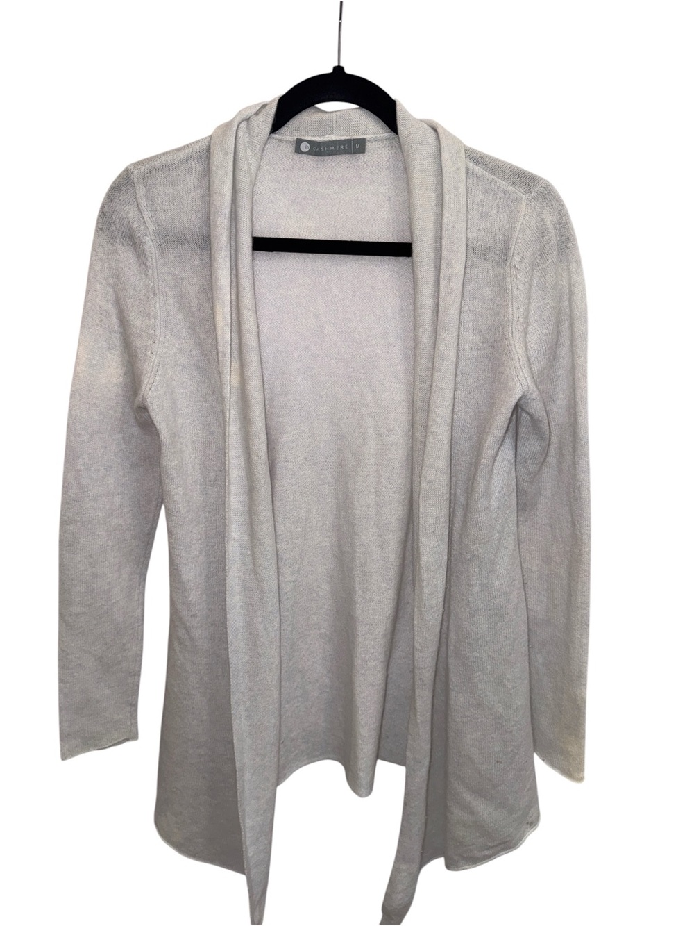 InCashmere Light Gray Open-Front Shawl Cardigan